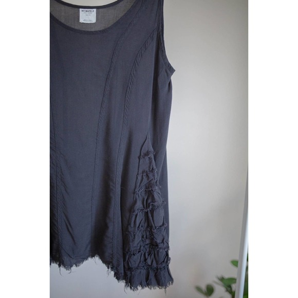 INTIMATELY FREE PEOPLE Black Trapeze Frayed Hem Tank Top Blouse Size XS - Picture 4 of 7